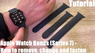 How to remove change and fasten Apple watch bands Series 7  solo loop and sport band DIY [upl. by Anibas718]