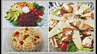 سلطات مشبعة وصحية التاكو،الأرز والطون،سيزار تستحق التجربة 🥘 3 saladTacotuna Rice and caesar salad [upl. by Willner]