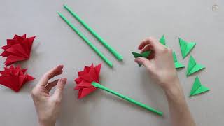 Comment faire des ŒILLETS en papier Fleurs  ORIGAMI Как сделать гвоздики из бумагиЦветыОРИГАМИ [upl. by Filmer711]