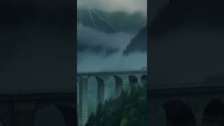 Thunderstorm amp Lightning at the Landwasser Viaduct for Relaxation meditation deepsleep [upl. by Ainirtac]