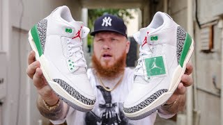 HOW GOOD ARE THE JORDAN 3 LUCK GREEN SNEAKERS Early In Hand Review [upl. by Ninnette]