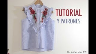 DIY Costura Camisa con volante bordada patrones gratis [upl. by Friedlander605]