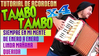 TAMBO TAMBO x 4  TUTORIAL DE ACORDEON A PIANO CUMBIAS [upl. by Imoyn]