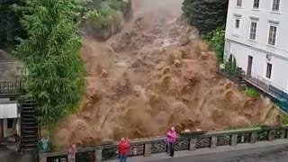 Disaster in Austria Rivers burst their banks and flooded hundreds of houses in Salzburg [upl. by Skippie476]