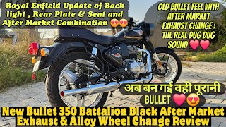 New Bullet 350 Battalion Black After Market Exhaust amp Alloy Wheel  Old Bullet Look amp Pure Dug Dug 😍 [upl. by Rawdan]