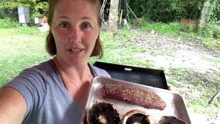 Cooking a venison backstrap loin on my blackstone griddle [upl. by Retsev841]