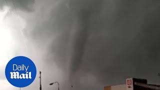 Terrifying moment rare tornado hits Czech Republics southern border [upl. by Adnomar657]