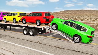 Flatbed Truck Mcqueen  Transportation with Truck  Pothole vs Car 157  BeamNGDrive [upl. by Nylsaj399]