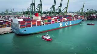 20000TEU Container Ship quotMOL TRUTHquot at Singapore 1 商船三井 [upl. by Tamarra]