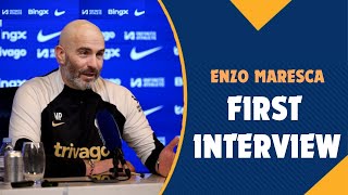 Enzo Maresca FIRST INTERVIEW As Chelsea Head Coach [upl. by Yenduhc860]