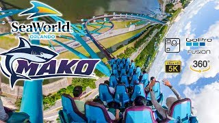 VR 360 Mako Roller Coaster On Ride Front and Back Row Ultra HD 5K POV with Queue SeaWorld Orlando [upl. by Aver]