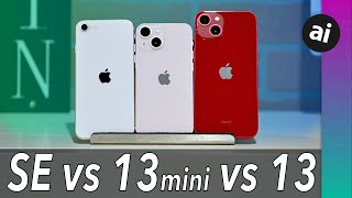 2022 iPhone SE 3 VS iPhone 13 mini amp iPhone 13 Compared [upl. by Margy]