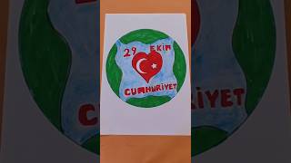 29 Ekim Cumhuriyet Bayramı resmi nasıl çizilir kolayçizimler shortvideo drawing viral [upl. by Aisa]