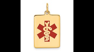 14k Yellow Gold Red Enamel Medical Alert Dog Tag Pendant [upl. by Ecined]