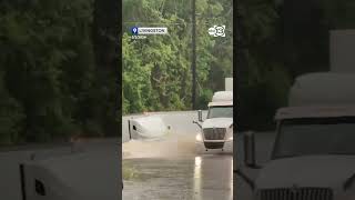 Big rig gets swept away by floodwaters in Texas [upl. by Ennej973]