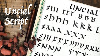 Uncial Calligraphy medieval script tutorial  history [upl. by Ramuk]