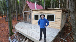 Ep11 This CURVY Deck is MASSIVE  Small Off Grid Cabin is Flexing just in time for winter [upl. by Navarro837]