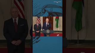 Biden bobbles another press conference with wandering performance behind Jordan’s king shorts [upl. by Ahsahs794]