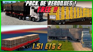 PACK DE REBOQUES GRATÍS FUNCIONANDO NA 151 EURO TRUCK SIMULATOR 2 [upl. by Milstone14]