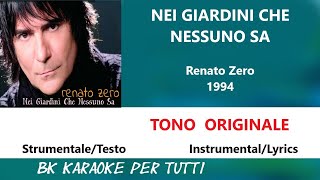 NEI GIARDINI CHE NESSUNO SA Renato Zero Karaoke Tono Originale  StrumentaleTesto [upl. by Dall]