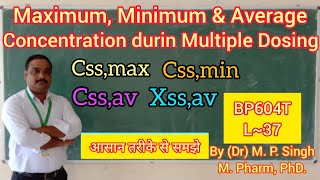 Maximum Minimum amp Average Concentration in Multiple Dosing  Biopharmaceutics  BP604T  L37 [upl. by Tsirhc]