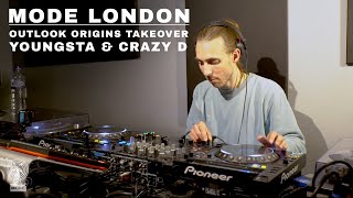 Outlook Origins Takeover Youngsta amp Crazy D  Mode London [upl. by Ergener]