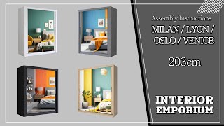 UniversalMILANLYONOSLOVENICE Sliding Door Wardrobe Assembly Instructions For 203cm [upl. by Lamok]