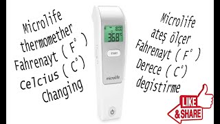 Microlife ateş ölçer  thermomether  Fahrenayt F°  Celcius C° Derece degistirme  Changing [upl. by Nrubloc619]