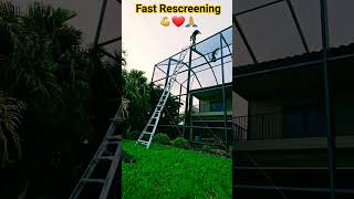 Replacing screens in 2story pool cages with Fast Rescreening [upl. by Margarethe284]