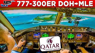 Qatar Airways Boeing 777300ER Cockpit Doha🇶🇦 to Malé🇲🇻 [upl. by Jobey654]