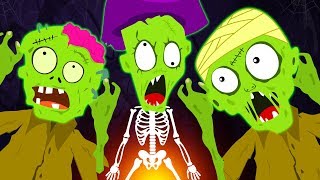 Five Funny Zombies Jumping On The Grave  Zombie Family  Funny Halloween Songs For Children [upl. by Atnek]