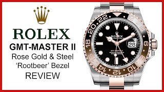 ▶ Rolex GMTMaster II Rose Gold amp Steel BrownBlack Ceramic Bezel ‘Rootbeer’ REVIEW  126711 [upl. by Kaliski197]