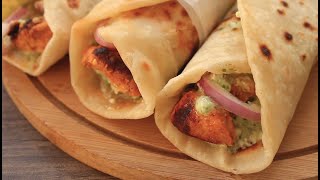 Chicken Tikka Paratha Roll  Homemade Chicken tikka Rolls with Chatni Sauce Best Recipe Tasty Rolls [upl. by Sibell]