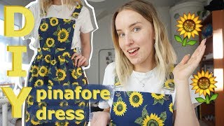 DIY  sunflower print pinafore dress detachable [upl. by Nahij705]