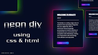 CSS Glowing Gradient Border Effects  Html CSS [upl. by Milewski]