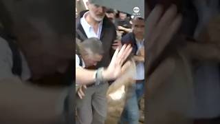 Protesters throw mud at Spain’s King Felipe during visit to floodhit area [upl. by Aenitsirhc]