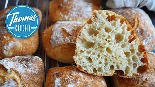 Ciabatta Brötchen ohne kneten  stressfrei und lecker [upl. by Queenie728]