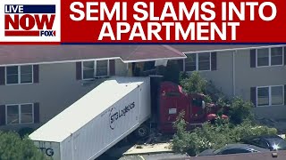 BREAKING Semi truck crashes into apartment building  LiveNOW from FOX [upl. by Stacy]