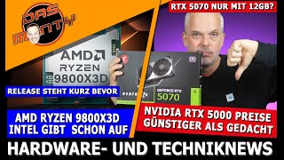 Nvidia RTX 5000 Preise günstiger als gedacht  RTX 5070 nur 12GB  Ryzen 9800X3D Intel kapituliert [upl. by Lesli231]