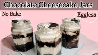 No Bake amp Eggless Chocolate Cheesecake Jars  CreamyKnife [upl. by Marigolda]