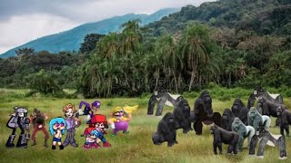 Wario amp Friends Dies By Kerchak amp His Troop Of Mountain Gorillas After Stealing Banana In The Jungle [upl. by Lynna]