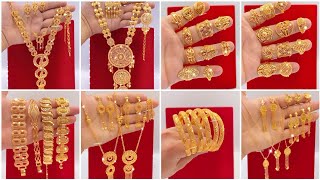 Gold ringgold bangelsgold braceletgold necklace complete set with weight22karat gold jewellery [upl. by Ivets]