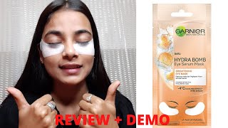 Garnier Hydra Bomb Eye Mask  Does it work or not  Review  Demo [upl. by Gennifer]