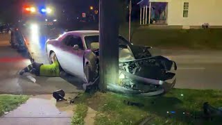 Live Car crashes into pole driver fled on foot [upl. by Stormy211]