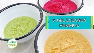 3 RECETAS DE HUMMUS  EN LICUADORA   Comer Vegano [upl. by Dlanger]