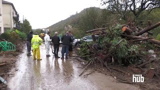 Maltempo in Liguria esonda il Bormida le ruspe al lavoro per togliere rami e detriti dalle strade [upl. by Enilamme]