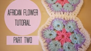 CROCHET African flower tutorial PART TWO  Bella Coco [upl. by Patty439]