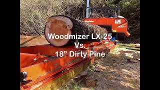 Woodmizer LX25 vs 18” Dirty Pine Beginner Sawyer making Beams [upl. by Hoffer]