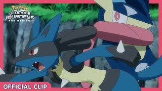 Greninja vs Lucario  Pokémon Ultimate Journeys The Series  Official Clip [upl. by Aisek]