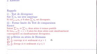 Séries Numériques Tests de Convergence Partie 2 [upl. by Ayotahs]